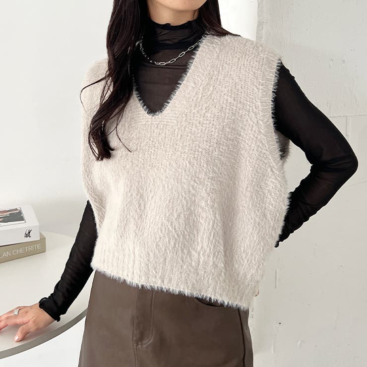 シャギーVネックニットベスト | Outfitter lab | 詳細画像18 