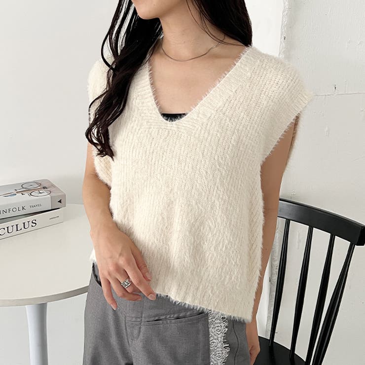 シャギーVネックニットベスト | Outfitter lab | 詳細画像5 