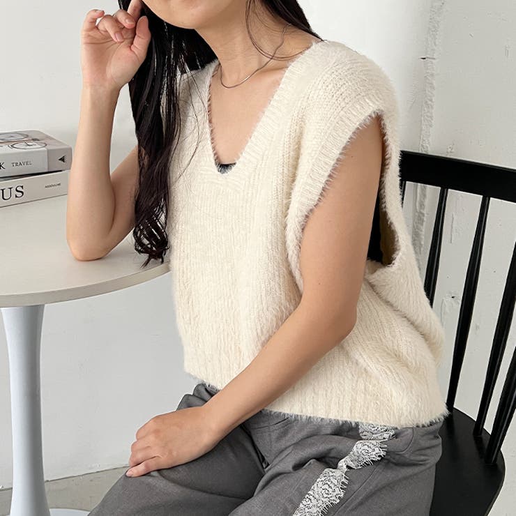 シャギーVネックニットベスト | Outfitter lab | 詳細画像7 