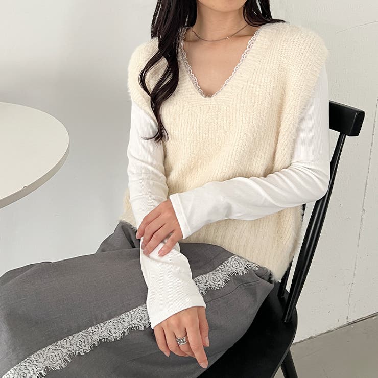 シャギーVネックニットベスト | Outfitter lab | 詳細画像9 