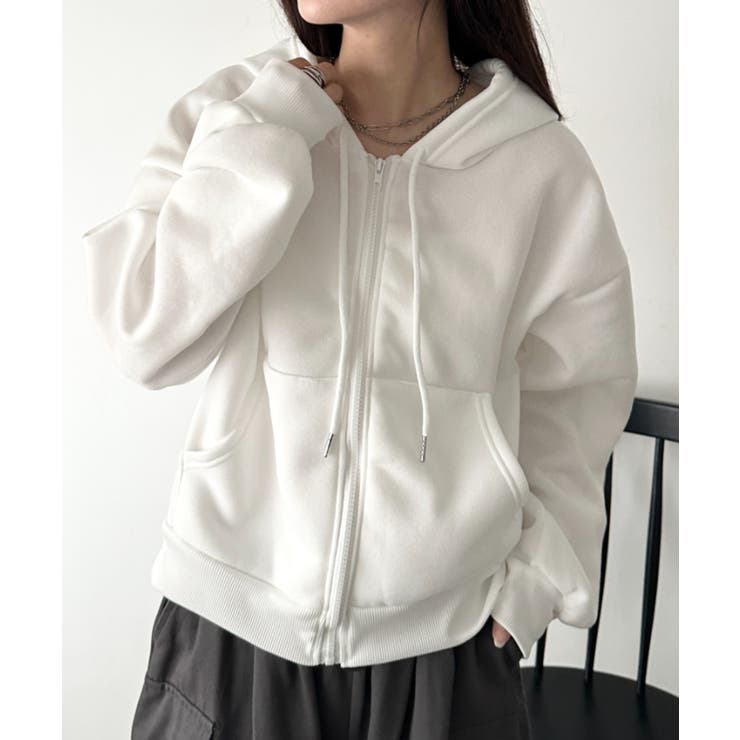 ホワイト | 無地裏起毛ジップパーカー | Outfitter lab