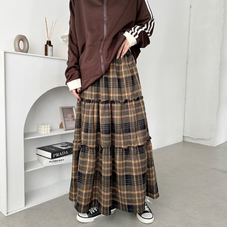 チェック柄ティアードロングスカート | Outfitter lab | 詳細画像10 