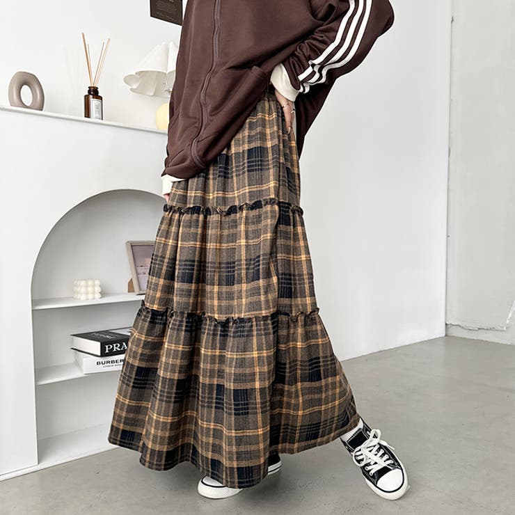 チェック柄ティアードロングスカート | Outfitter lab | 詳細画像11 