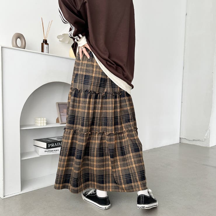 チェック柄ティアードロングスカート | Outfitter lab | 詳細画像12 