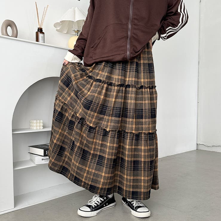 チェック柄ティアードロングスカート | Outfitter lab | 詳細画像13 
