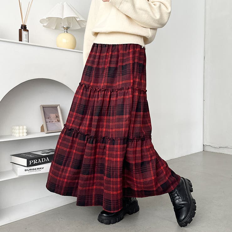 チェック柄ティアードロングスカート | Outfitter lab | 詳細画像15 