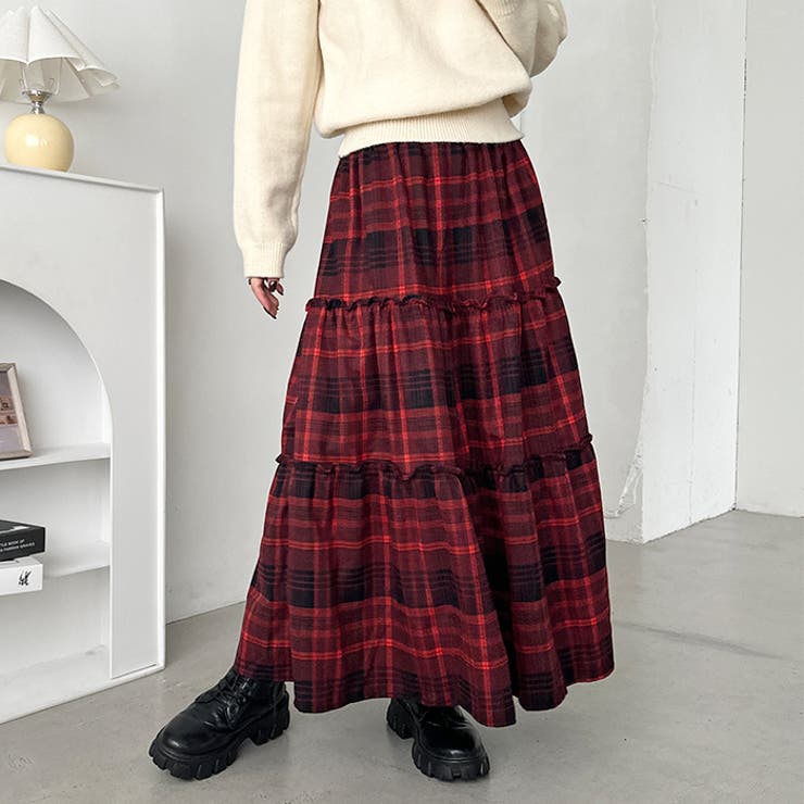チェック柄ティアードロングスカート | Outfitter lab | 詳細画像16 