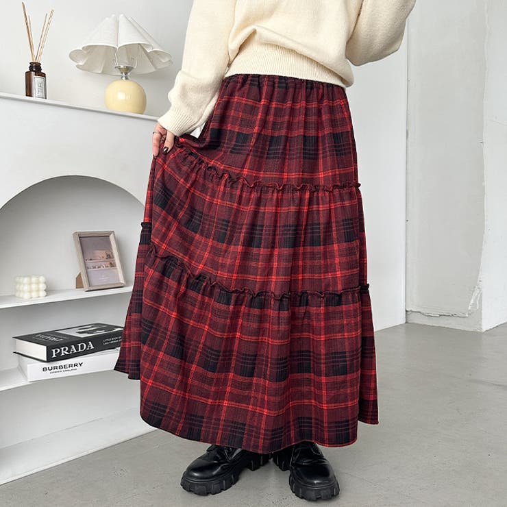 チェック柄ティアードロングスカート | Outfitter lab | 詳細画像17 