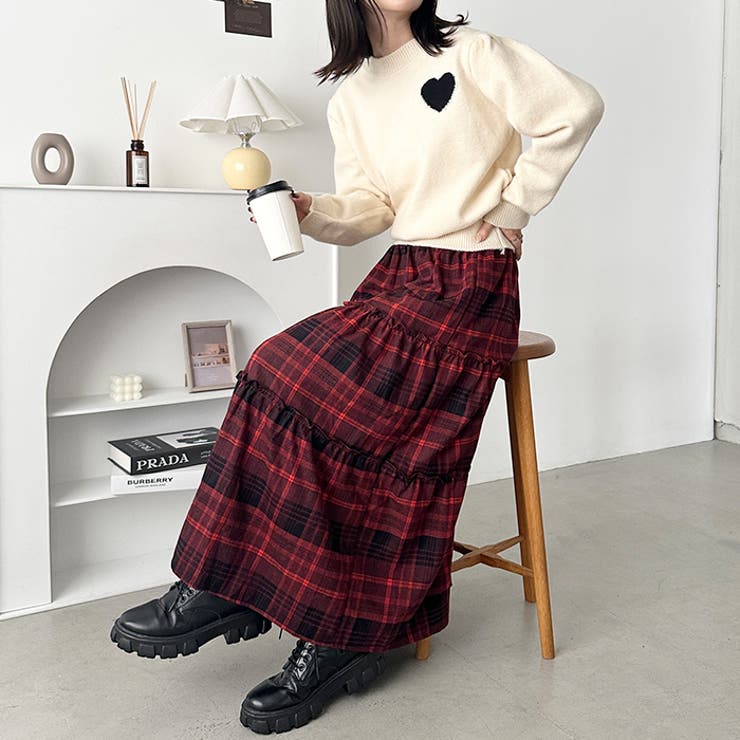 チェック柄ティアードロングスカート | Outfitter lab | 詳細画像18 