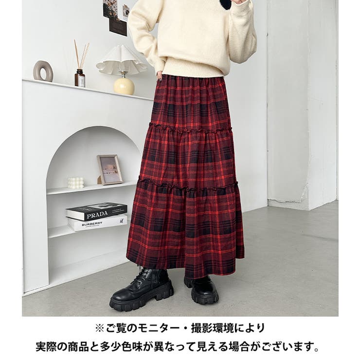 チェック柄ティアードロングスカート | Outfitter lab | 詳細画像20 