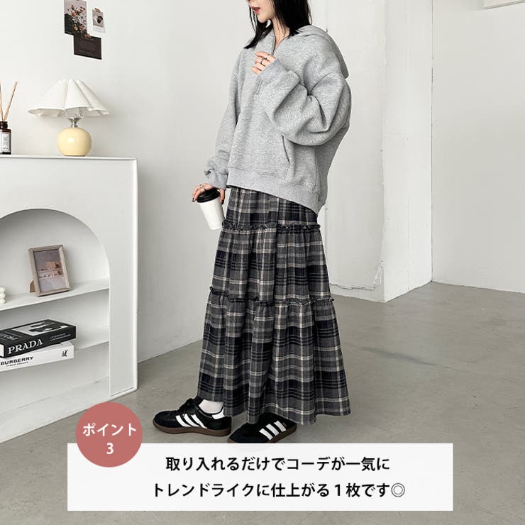 チェック柄ティアードロングスカート | Outfitter lab | 詳細画像4 