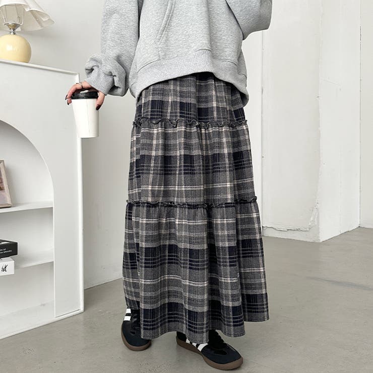 チェック柄ティアードロングスカート | Outfitter lab | 詳細画像7 