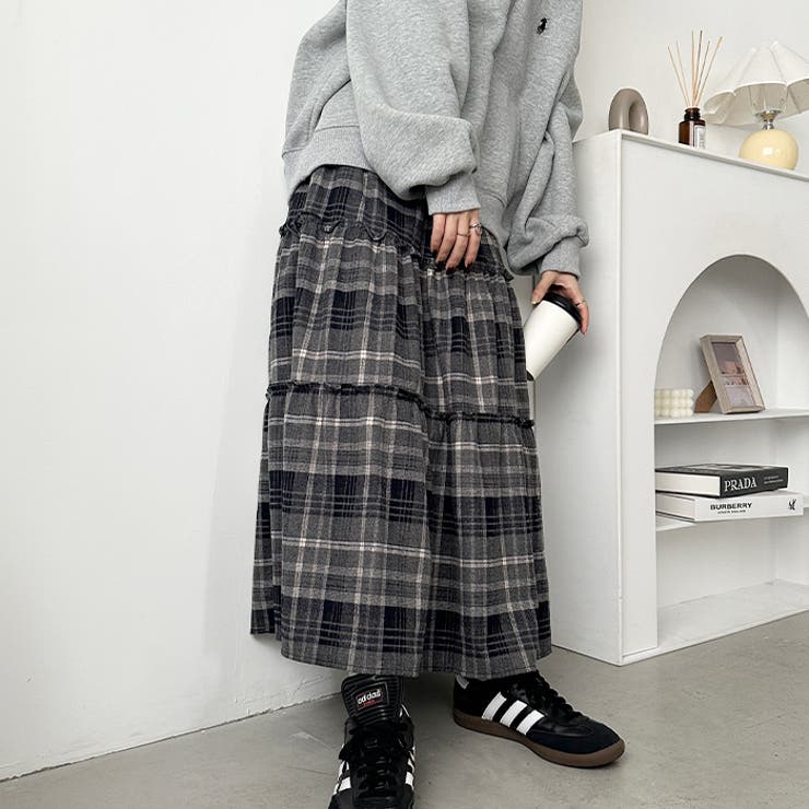 チェック柄ティアードロングスカート | Outfitter lab | 詳細画像8 