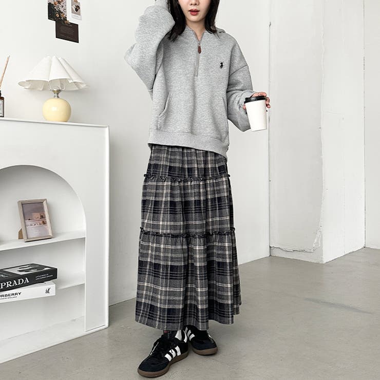 チェック柄ティアードロングスカート | Outfitter lab | 詳細画像9 