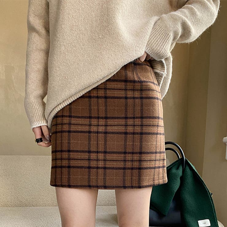 ichi Antquites インディゴ　チェック　スカート 1000907]ICHI Antiquites(イチアンティークス) Linen Cotton