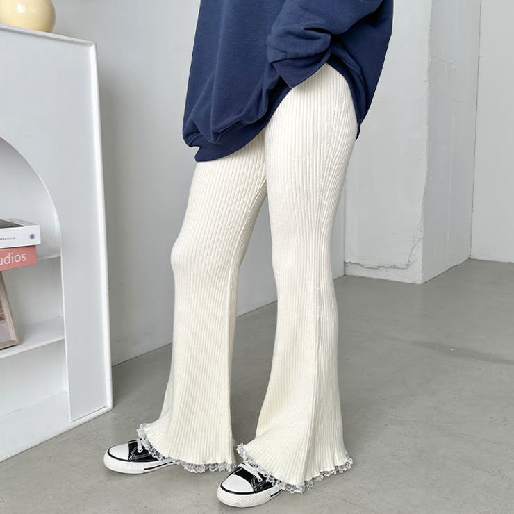 フリルレースリブニットパンツ | Outfitter lab | 詳細画像6 