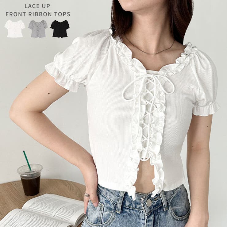 レースアップフロントリボントップス | Outfitter lab | 詳細画像1 