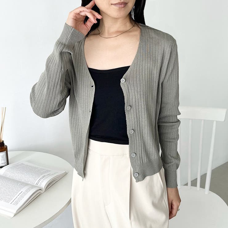 Vネックコンパクトカーディガン | Outfitter lab | 詳細画像14 
