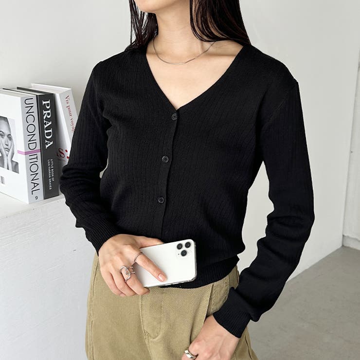 Vネックコンパクトカーディガン | Outfitter lab | 詳細画像23 