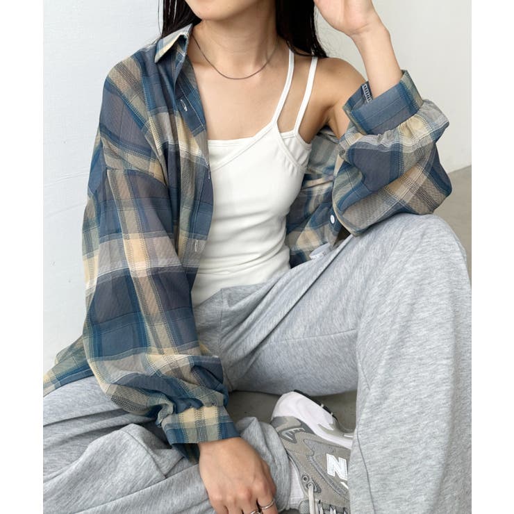 ブルー | シアーチェックシャツ | Outfitter lab
