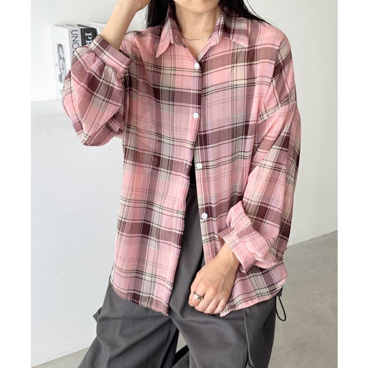 ピンク | シアーチェックシャツ | Outfitter lab