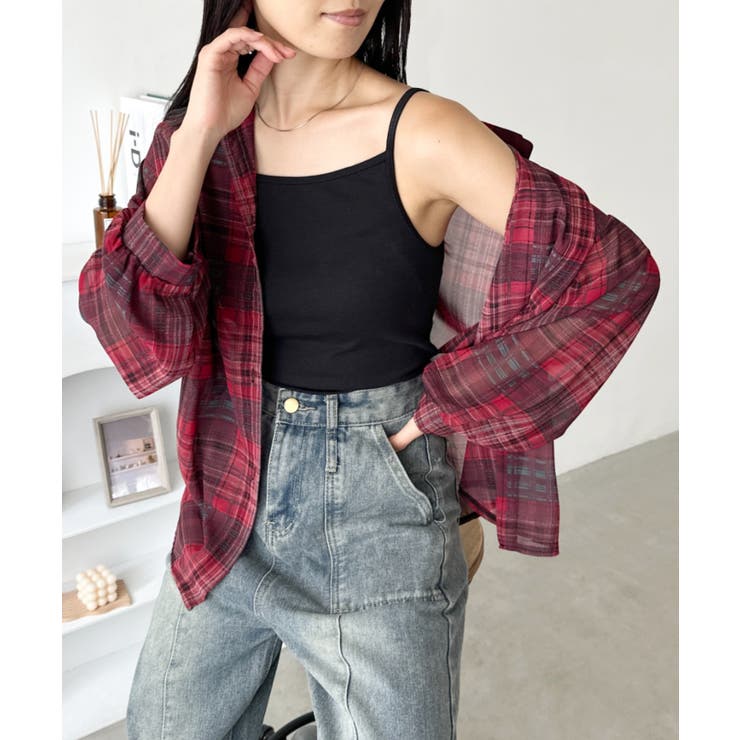 レッド | シアーチェックシャツ | Outfitter lab