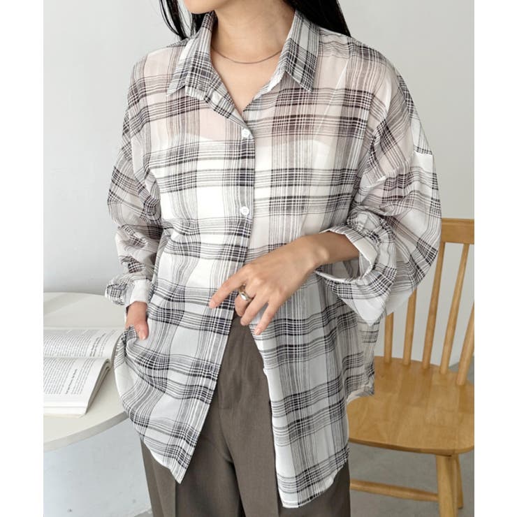 ホワイト | シアーチェックシャツ | Outfitter lab