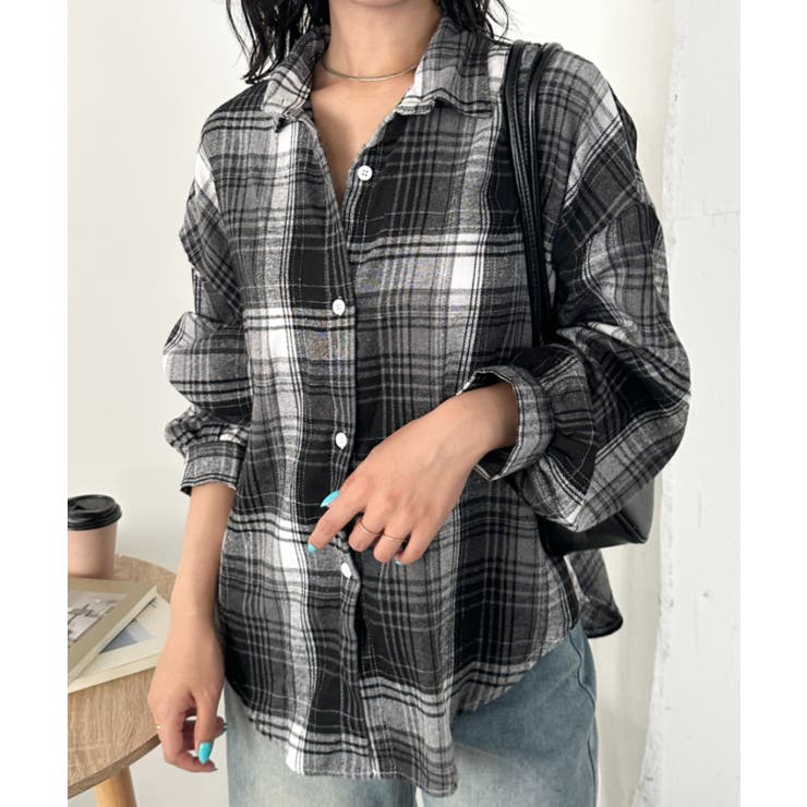 ブラック系その他 | ルーズシルエットチェックネルシャツ | Outfitter lab
