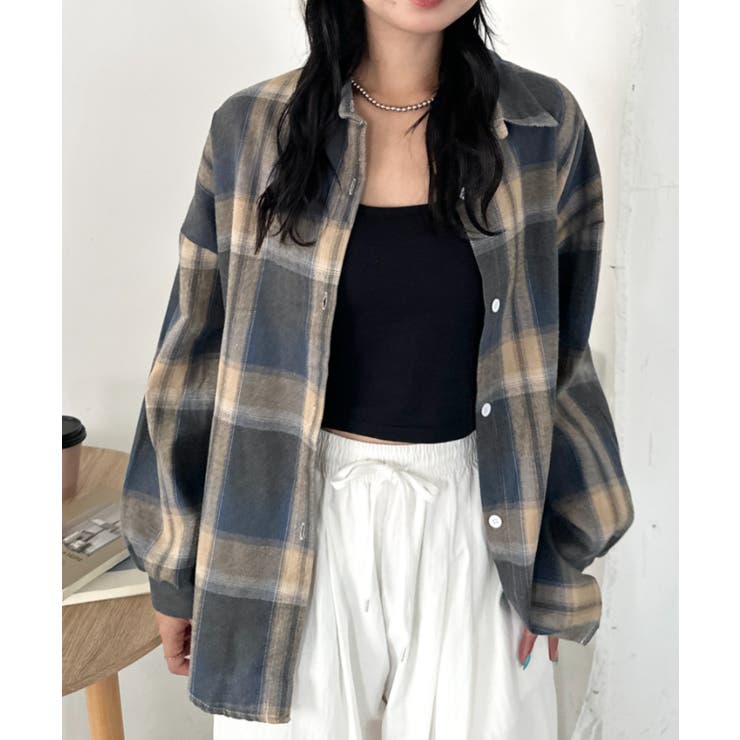 ブルー | ルーズシルエットチェックネルシャツ | Outfitter lab
