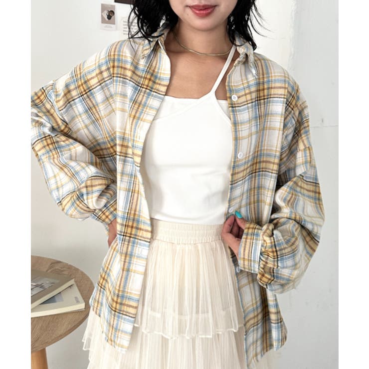 ライトイエロー | ルーズシルエットチェックネルシャツ | Outfitter lab