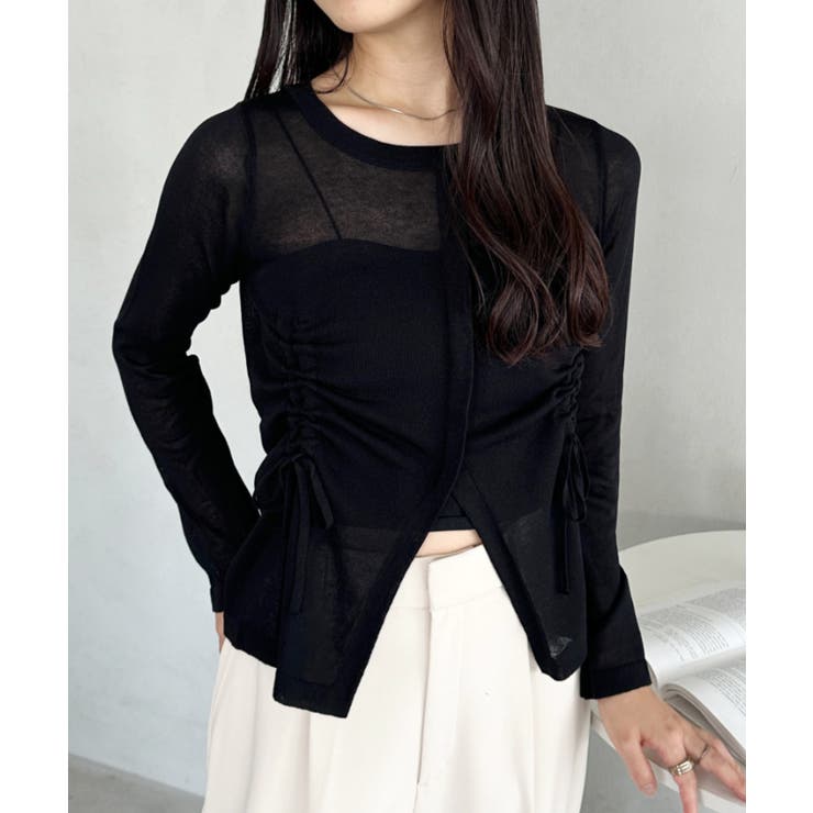 ブラック | サイドシャーリングドロストシアートップス | Outfitter lab