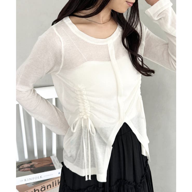 ホワイト | サイドシャーリングドロストシアートップス | Outfitter lab