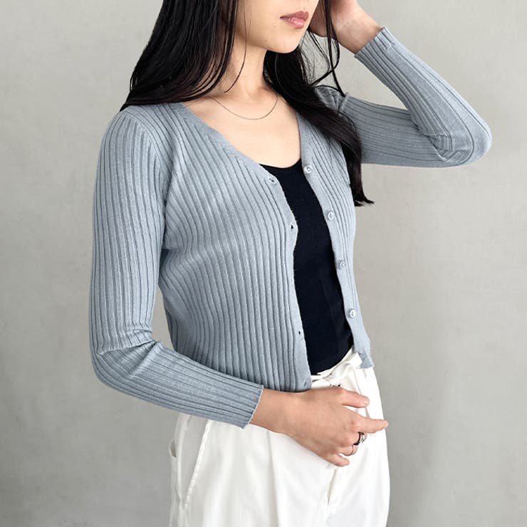 クロップドリブニットカーディガン | Outfitter lab | 詳細画像17 