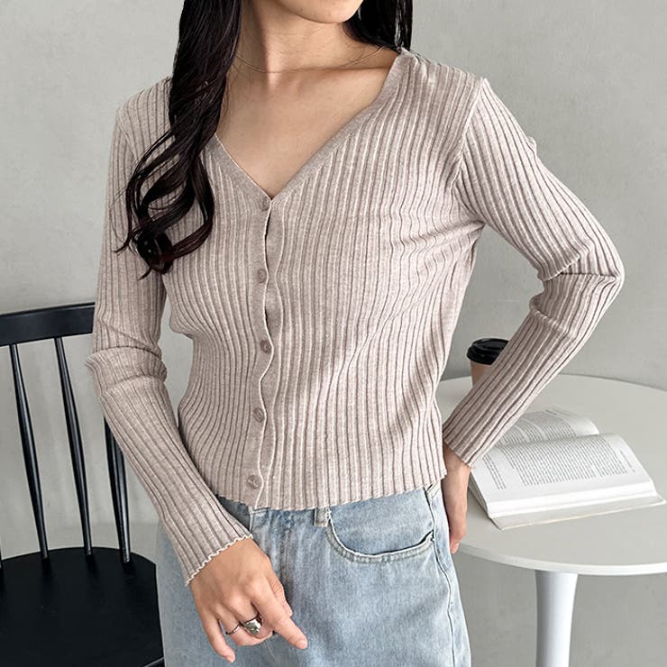 クロップドリブニットカーディガン | Outfitter lab | 詳細画像27 