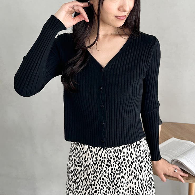 クロップドリブニットカーディガン | Outfitter lab | 詳細画像32 