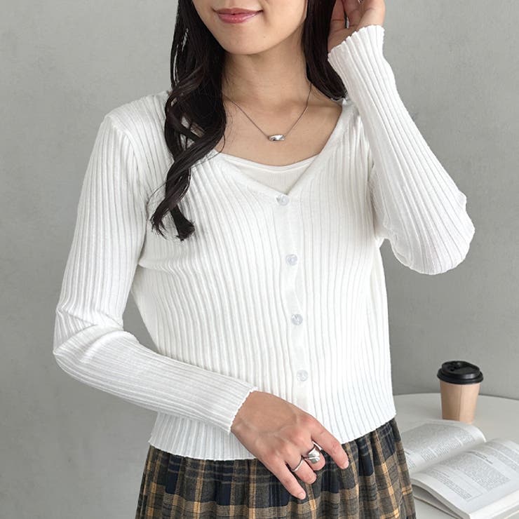 クロップドリブニットカーディガン | Outfitter lab | 詳細画像6 