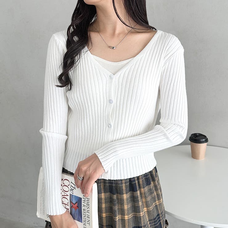 クロップドリブニットカーディガン | Outfitter lab | 詳細画像8 