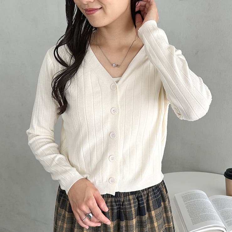 Vネックリブニットカーディガン[品番：OUTW0000780]｜Outfitter