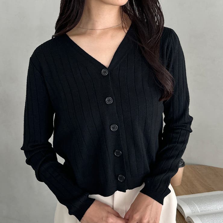 Vネックリブニットカーディガン[品番：OUTW0000780]｜Outfitter