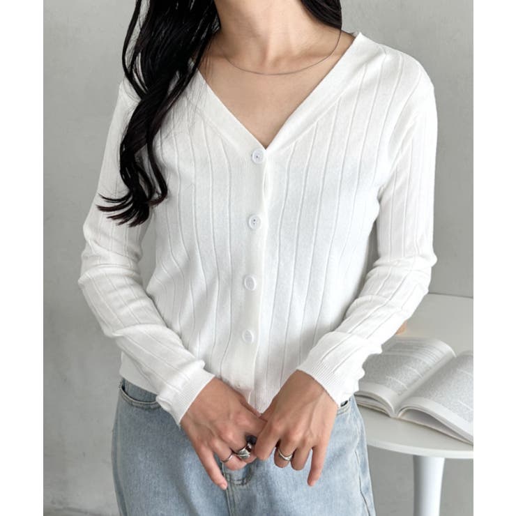 Vネックリブニットカーディガン[品番：OUTW0000780]｜Outfitter