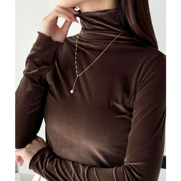 ブラウン | メロウハイネックシアーベロアトップス | Outfitter lab