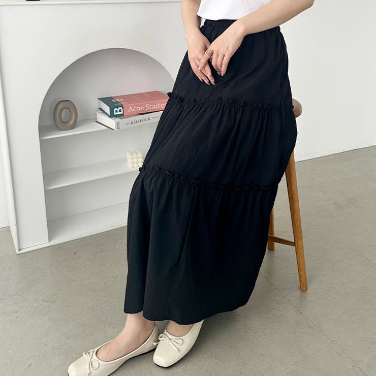 無地/チェック柄ティアードロングスカート | Outfitter lab | 詳細画像13 