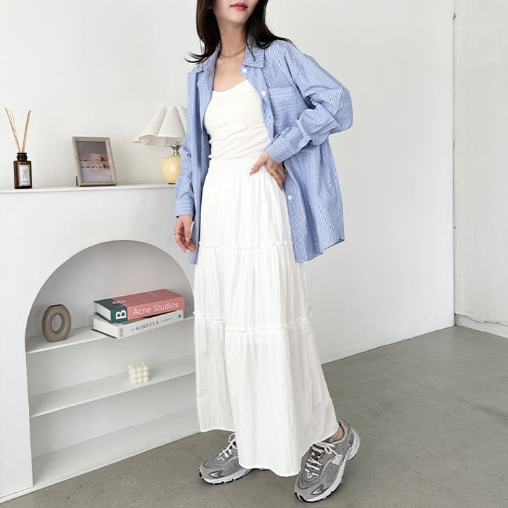 無地/チェック柄ティアードロングスカート | Outfitter lab | 詳細画像9 