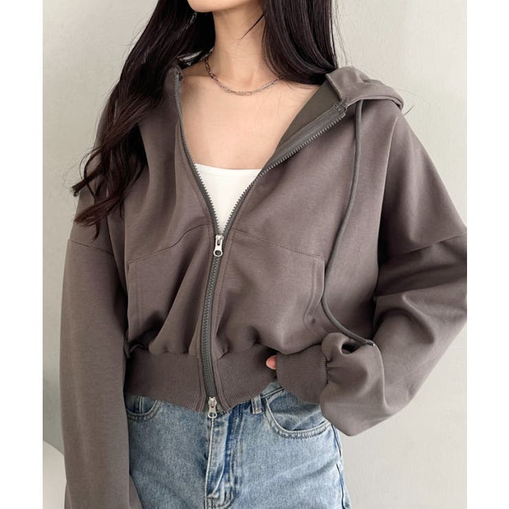 チャコールグレー | ダブルジップショートパーカー | Outfitter lab