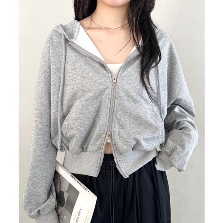 グレー | ダブルジップショートパーカー | Outfitter lab