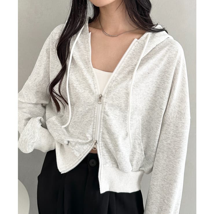 ライトグレー | ダブルジップショートパーカー | Outfitter lab