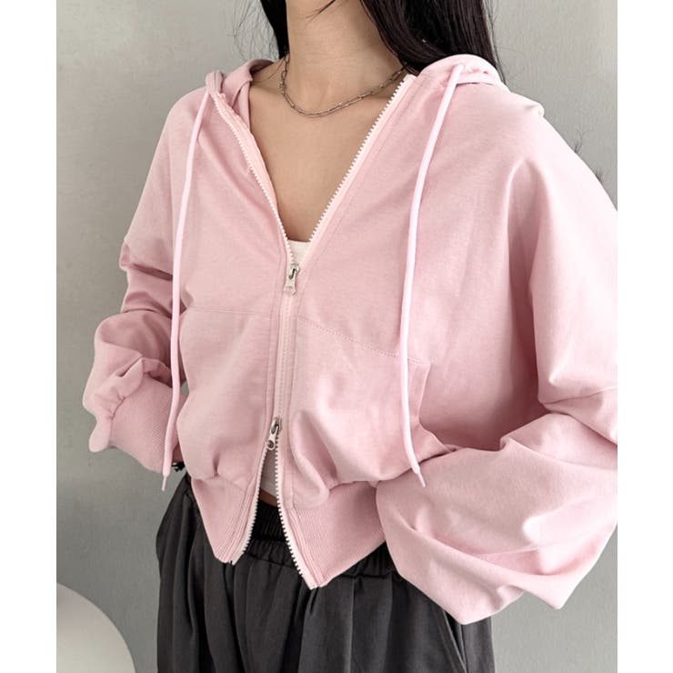 ピンク | ダブルジップショートパーカー | Outfitter lab