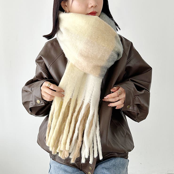 マルチチェックボリュームフリンジマフラー | Outfitter lab | 詳細画像14 