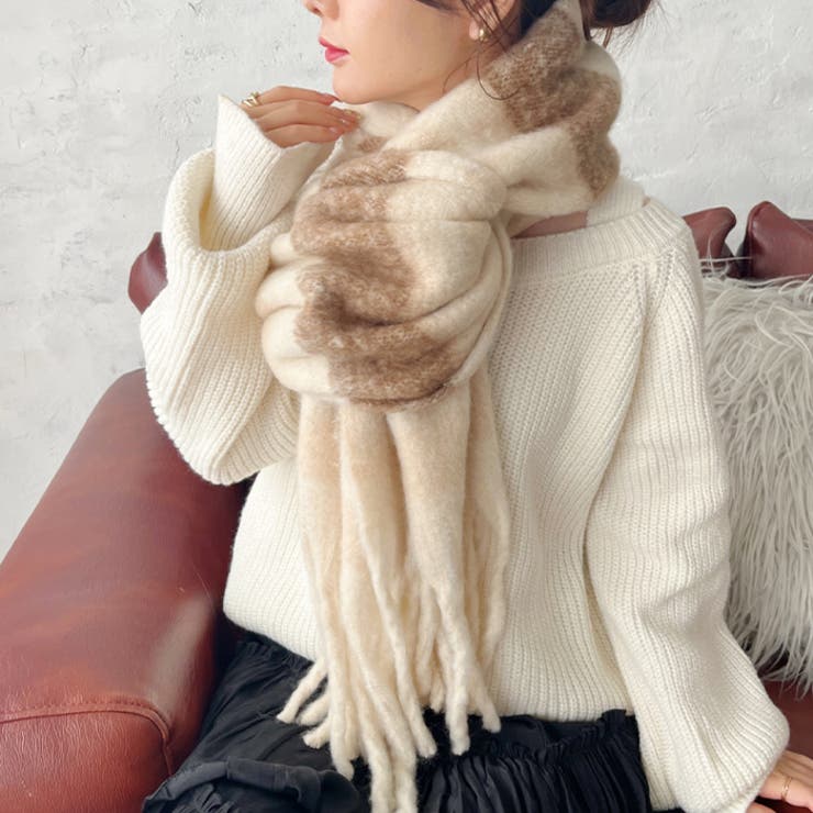 マルチチェックボリュームフリンジマフラー | Outfitter lab | 詳細画像15 