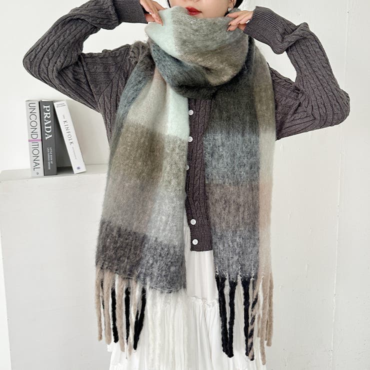 マルチチェックボリュームフリンジマフラー | Outfitter lab | 詳細画像25 